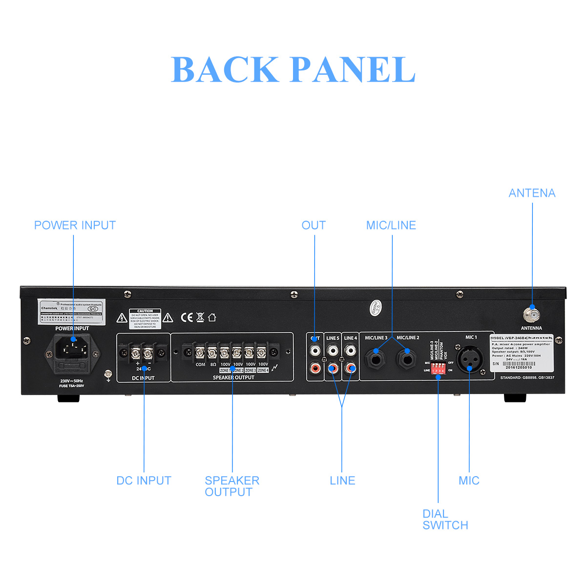 CAMPOTECH Professional Audio Wireless Power Amplifier at 8-16O Mixer Amplifier Mulit-Channel Rack Mount Bridgeable, LED Indicators, Shockproof Binding Posts