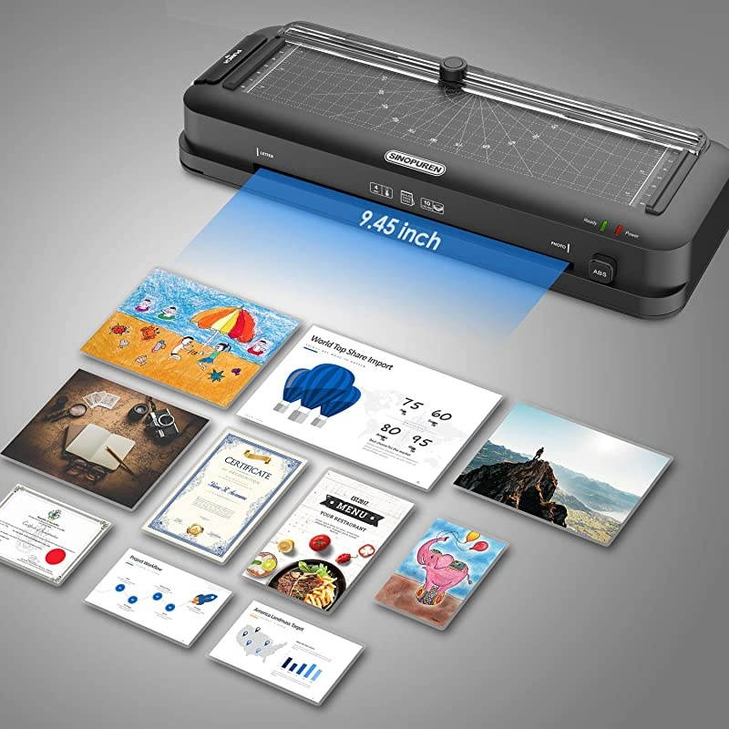 Laminator Machine  Thermal Laminator Personal 6in1 Desktop A4 Laminating Machine Builtin Paper Trimmer Punch and Corner Rounder with 10 Pouches Sheets for Home Office School Black