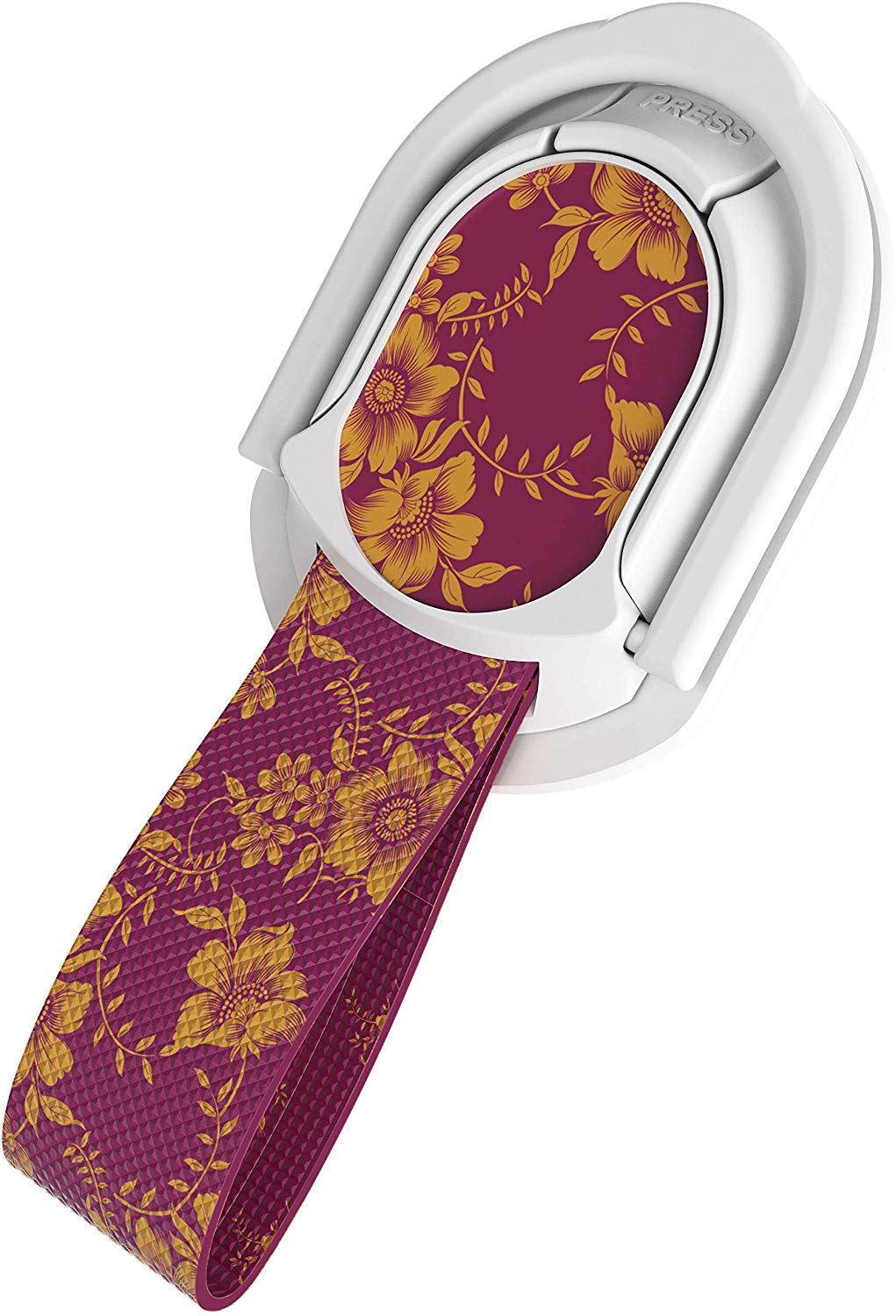 Ghostek Loop Phone Ring Holder Strap with Stand and Smartphone Car Holder Magnet Cute iPhone Grips for Women Perfect for Taking Selfies Removable for Wireless Charging Compatible - (Floral Fuchsia)