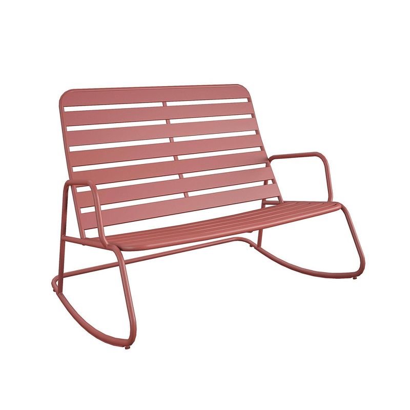 Roberta Outdoor/Indoor Rocker Loveseat - Persimmon Red - Novogratz