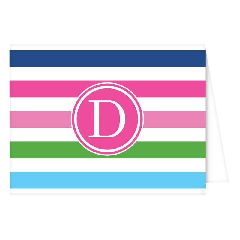 Folded Notes - Preppy Stripe Monogram - D
