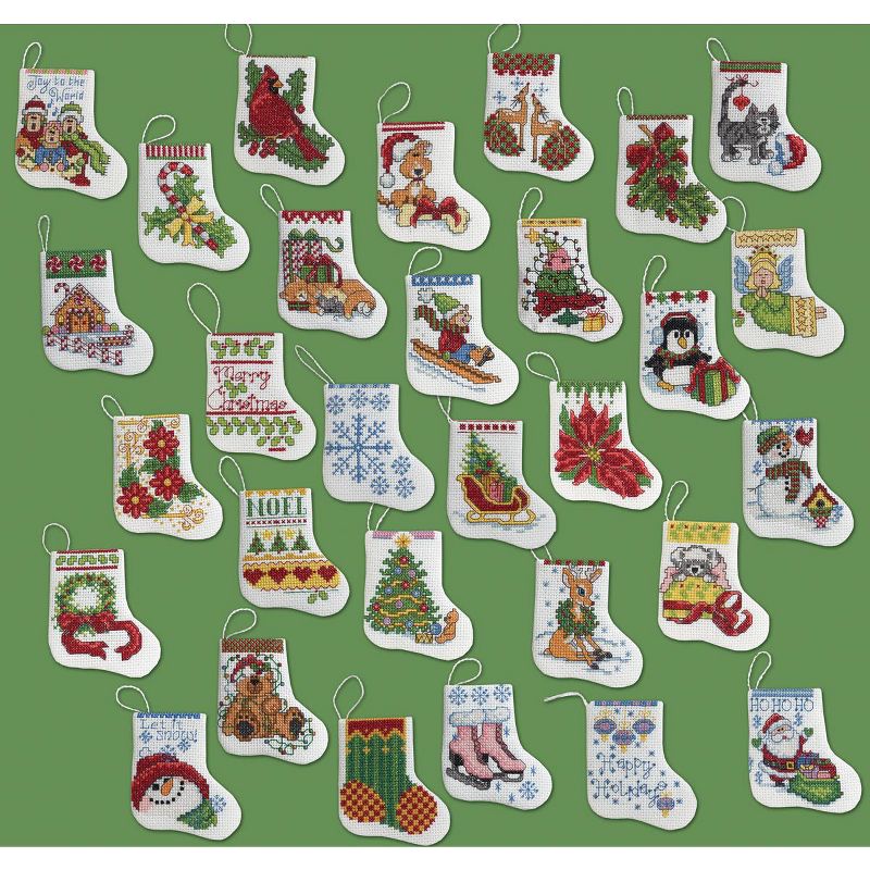 Bucilla Counted Cross Stitch Kit 2.5"X3" 30/Pkg-More Tiny Stocking Ornaments (14 Count)