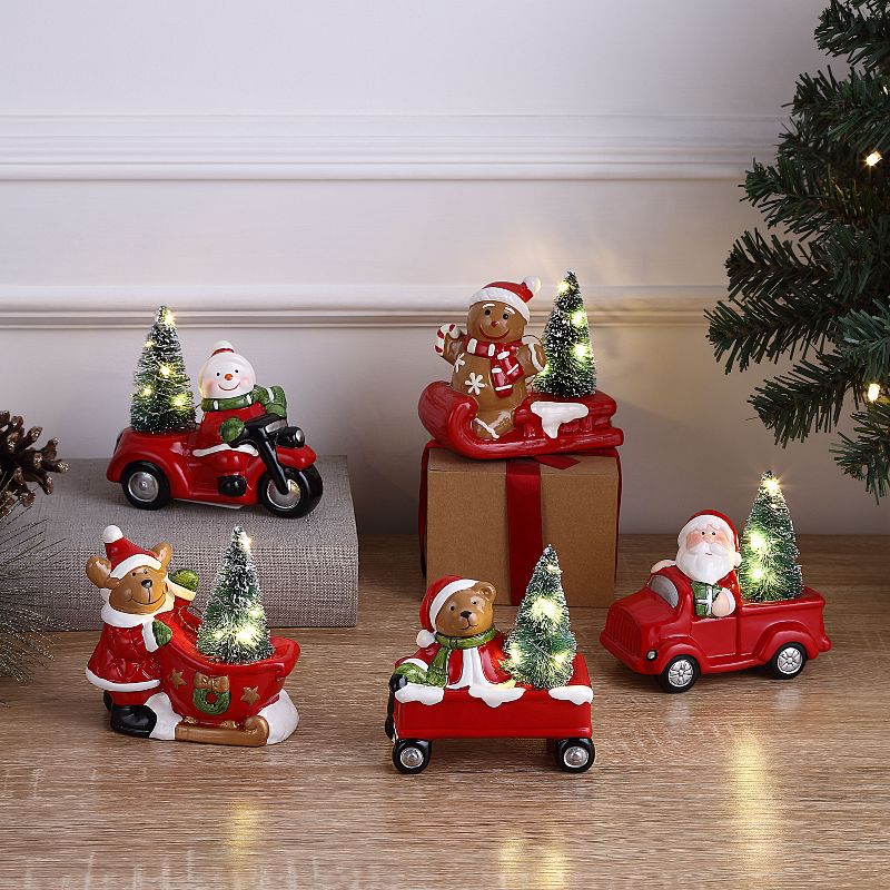 Mr. Christmas LED Lit 5" Santa and Friends Christmas Ornament set - 5 pieces