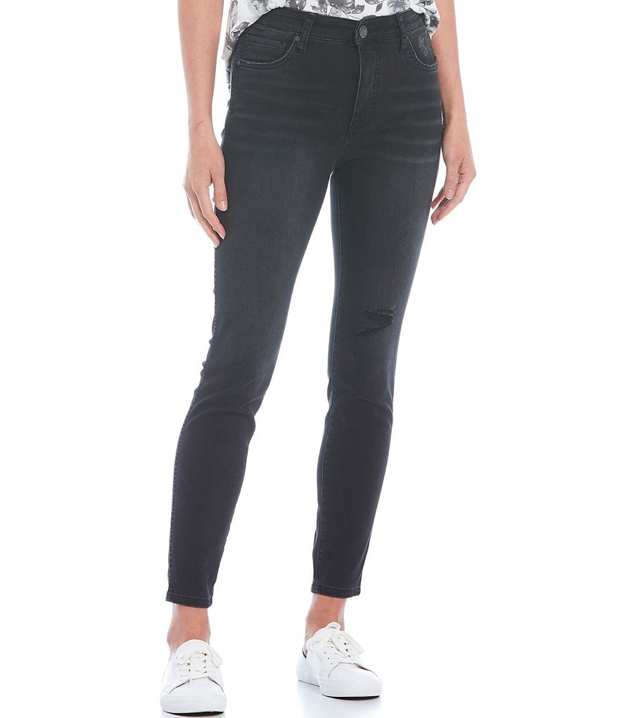 KUT from the Kloth Connie High Rise Fab Ab Fit Technique Destruction Detail Ankle Skinny Jeans