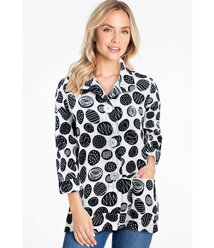 Ali Miles Large Button Front Linen Pocket Blouse