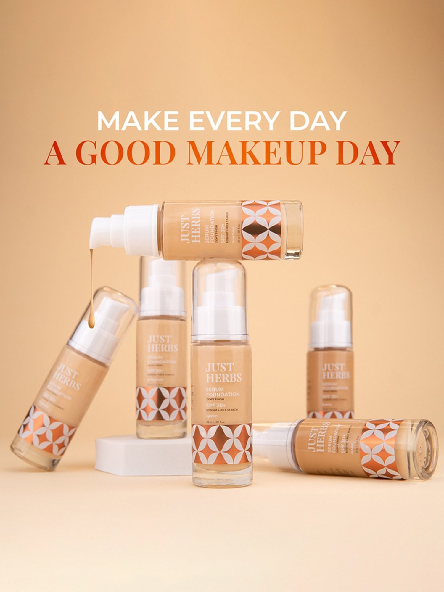 JUST HERBS Serum Foundation SPF 30+ 01-Vanilla - 30 ml