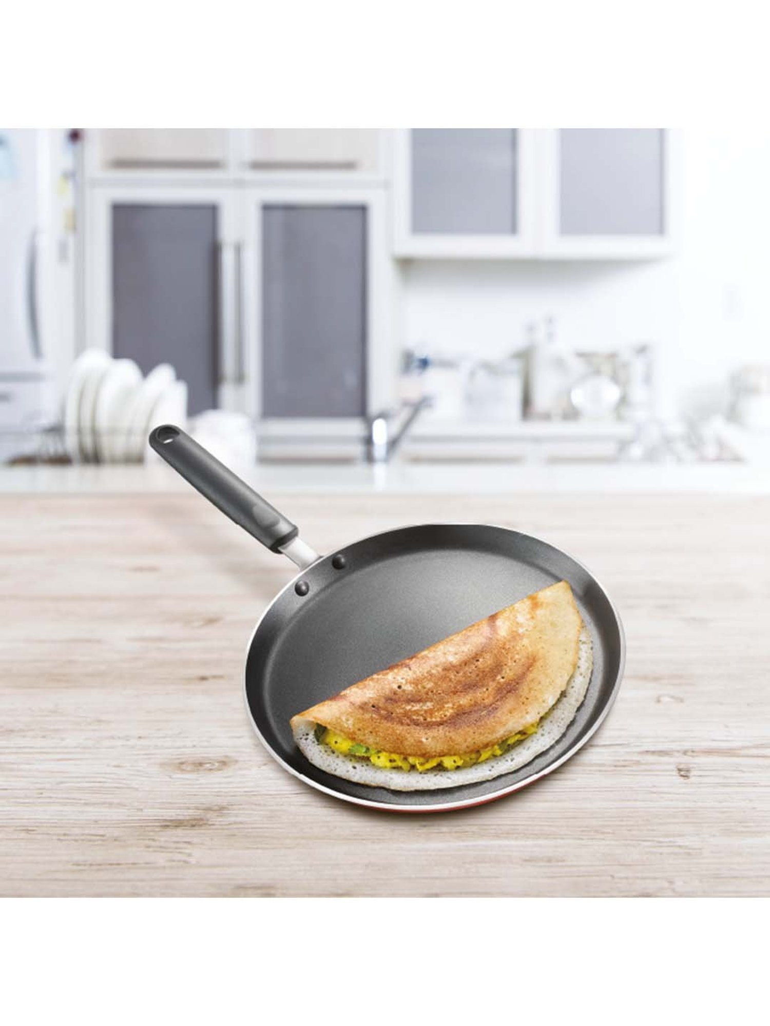 JUDGE Black & Red Aluminium 25 cm Non-Stick Tawa - Set of 1