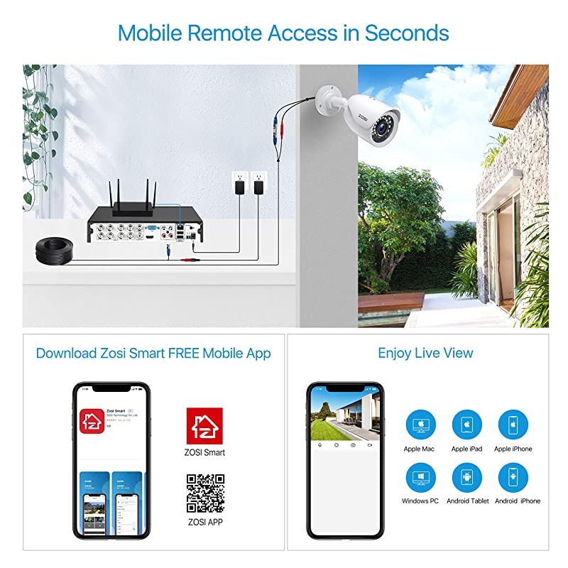 H.265+ Full 1080p Home Security Camera System Outdoor Indoor, 5MP-Lite CCTV DVR 8 Channel and 4 x 1080p (2MP) Day Night Vision Weatherproof Surveillance Bullet Camera, Motion Alerts (No HDD)