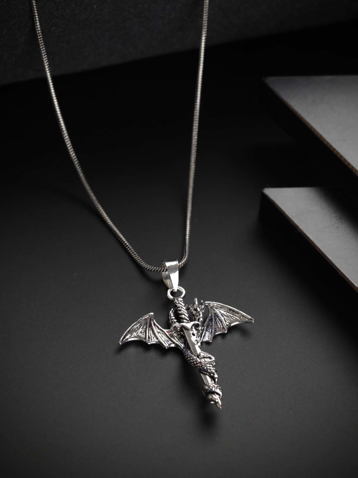 Bold by Priyaasi Dragon Sword Silver-Plated Necklace for Men