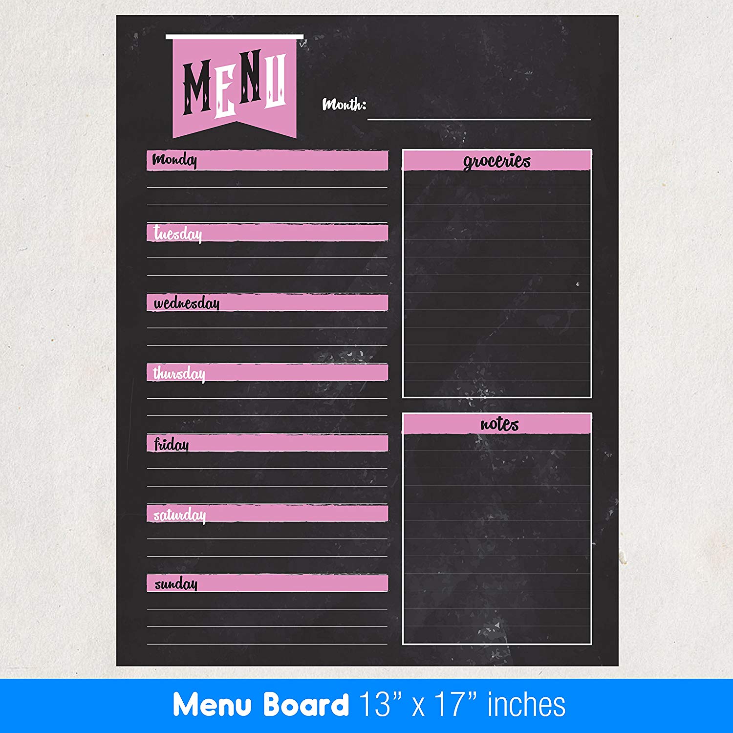 Best EXTRA LARGE 13 x 17 -inch Dry Erase or Wet Erase Laminated Magnetic Dry Erase Menu And Groceries Planner - Perfect for Refrigerators Keep a Weekly Meal Plan & Grocery List Blue & White