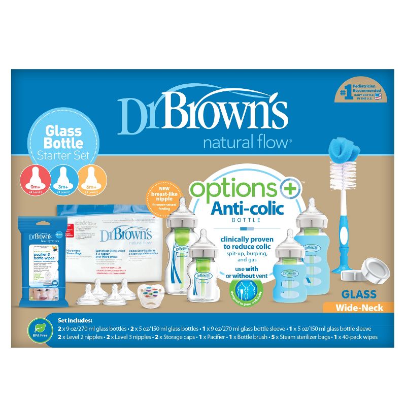 Dr. Brown's Options+ Wide-Neck Glass Baby Bottle Gift Set