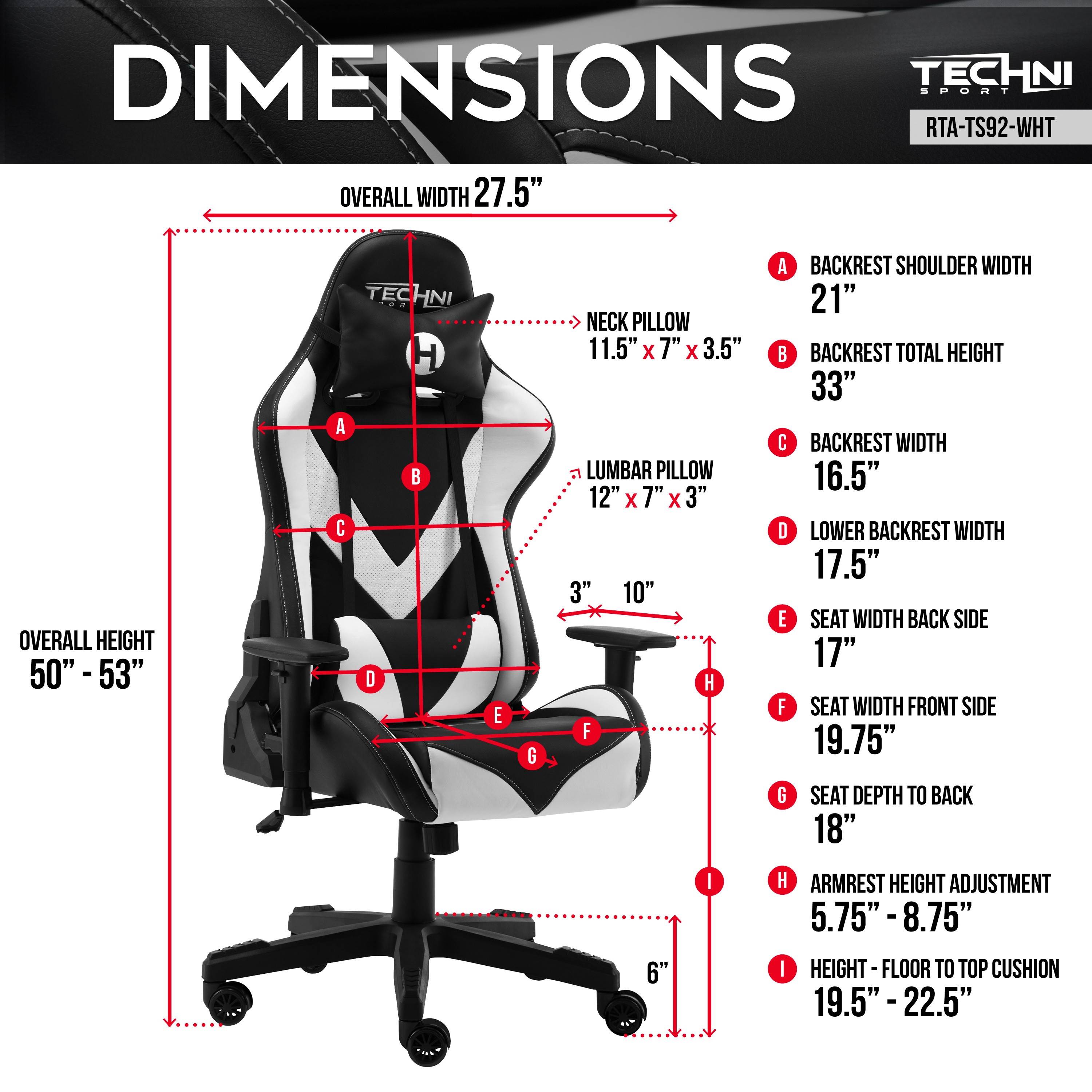 Gaming Chair, Racing Style Computer Desk Chair Padded Armrests Ergonomic Lumbar Support Adjustable Height