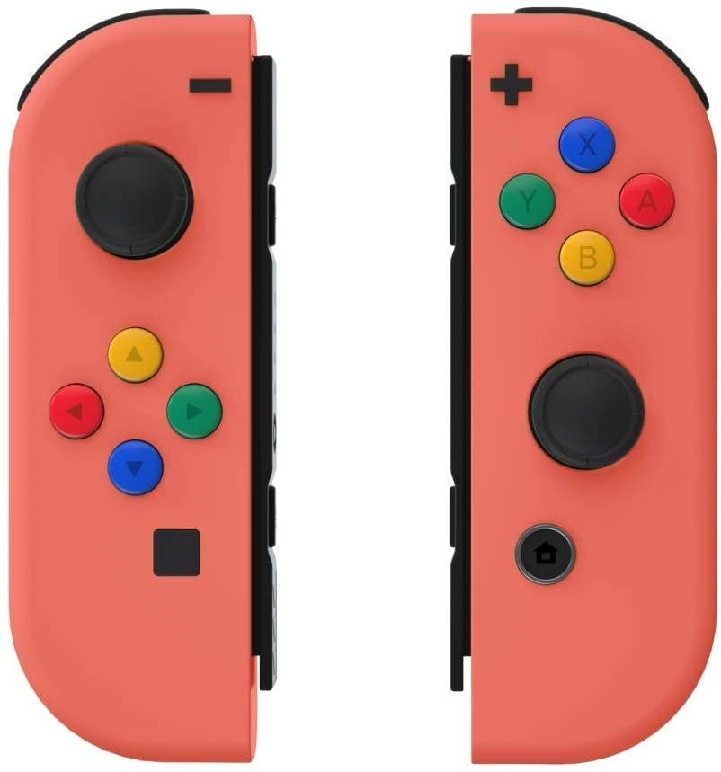 eXtremeRate Coral Joycon Handheld Controller Housing with ABXY Direction Buttons, DIY Replacement Shell Case for Nintendo Switch Joy-Con &ndash; Console Shell NOT Included