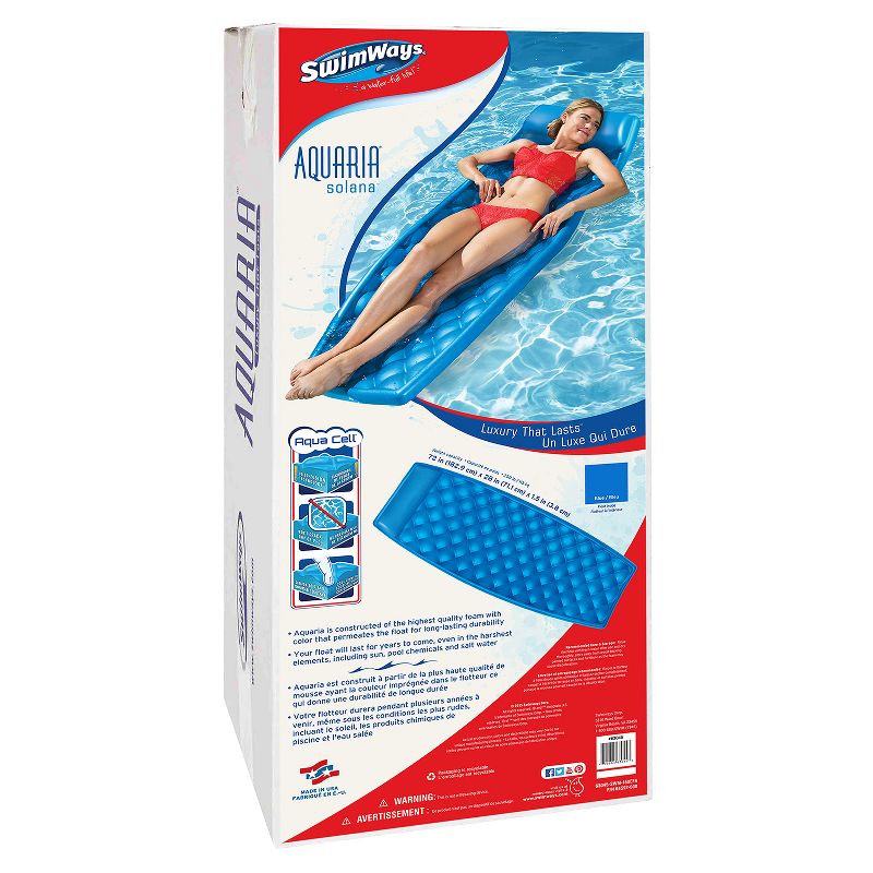 SwimWays Aquaria Luxury Solana Lounge Float Lounger Recliner Chair Raft with Cell Foam for Adult and Kid Beach, Lake, or Water Lounging, Blue (4 Pack)