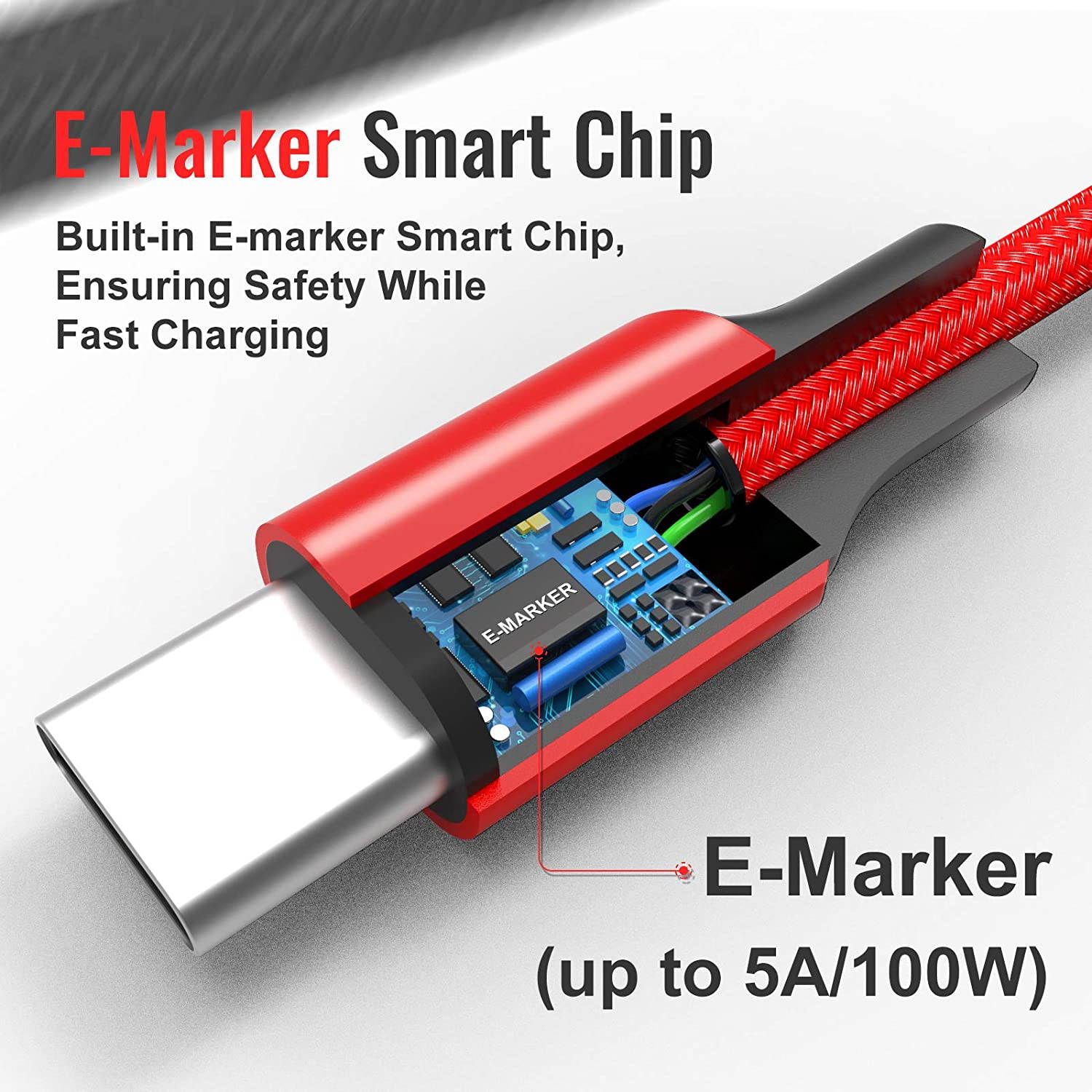 USB C to USB C 100W Fast Charging Cable 6.6ft, 180 Degree Rotatable Type C Charger Cord Compatible with MacBook Pro 2020/2019/2018, iPad Pro 2020/2018,Galaxy S20 S9,Pixel,Switch