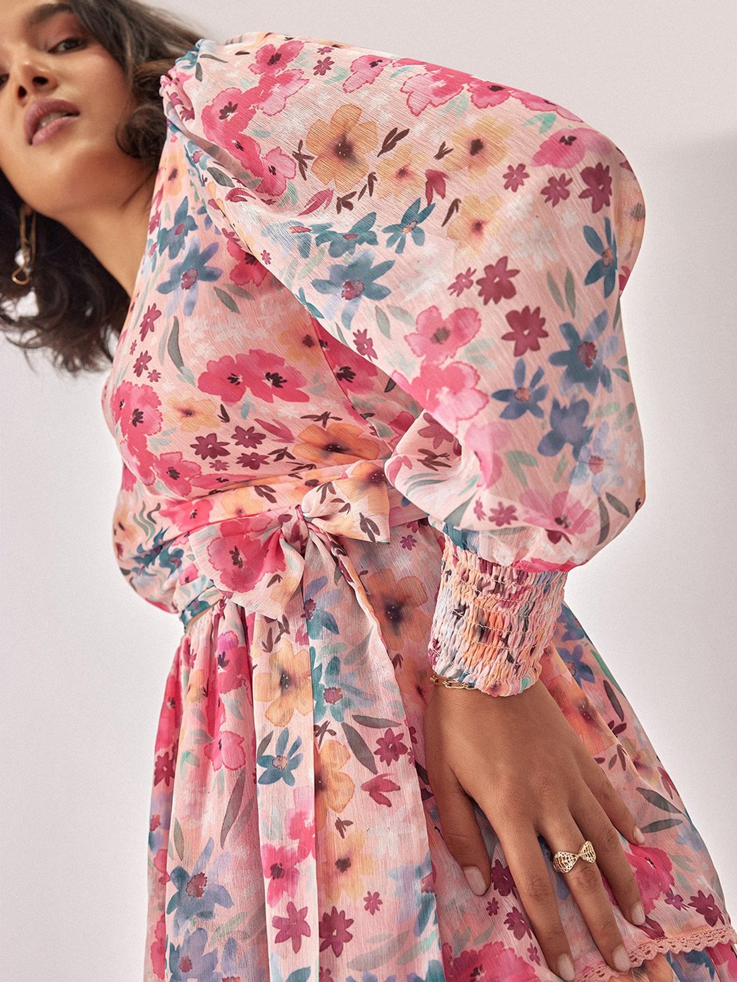 The Label Life Multicolor Floral Wrap Dress