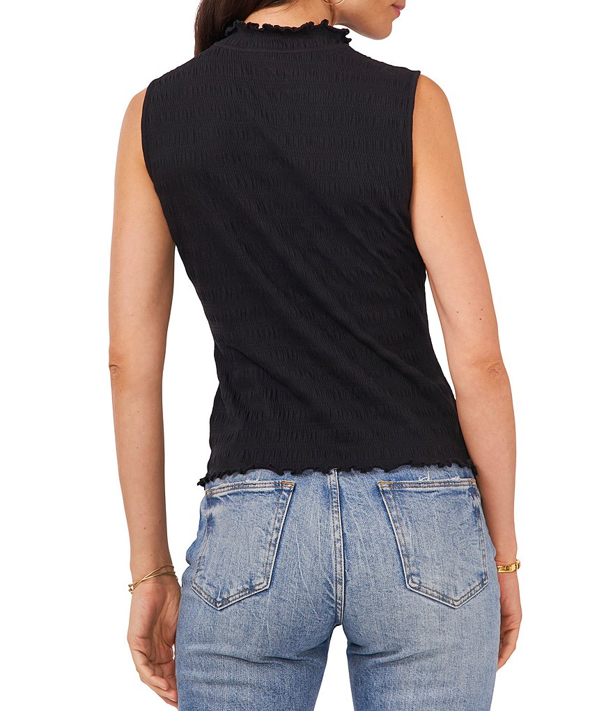 Vince Camuto Sleeveless Mock Neck Smocked Knit Shell