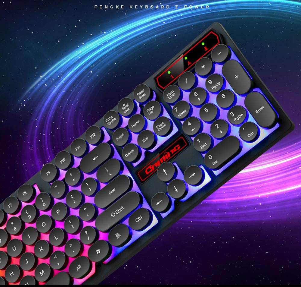 2018 NEW V8 Retro Punk USB Wired Backlit Gaming Desktop Keyboard 104 Key Round Keycap Keys PC Keyboard Dropshipping B Keyboard