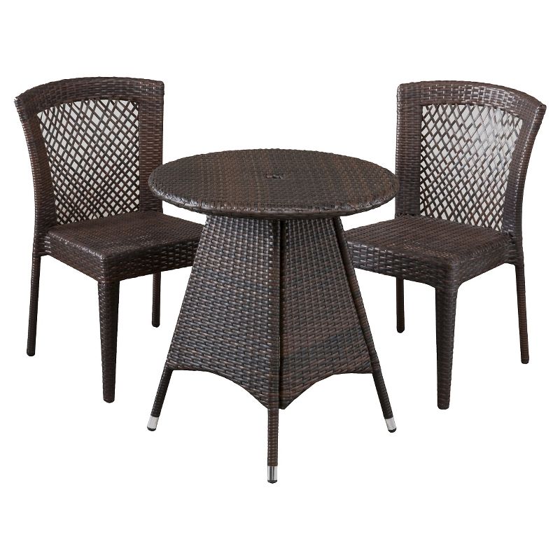 Neal 3-Piece Wicker Patio Bistro Set - Brown - Christopher Knight Home