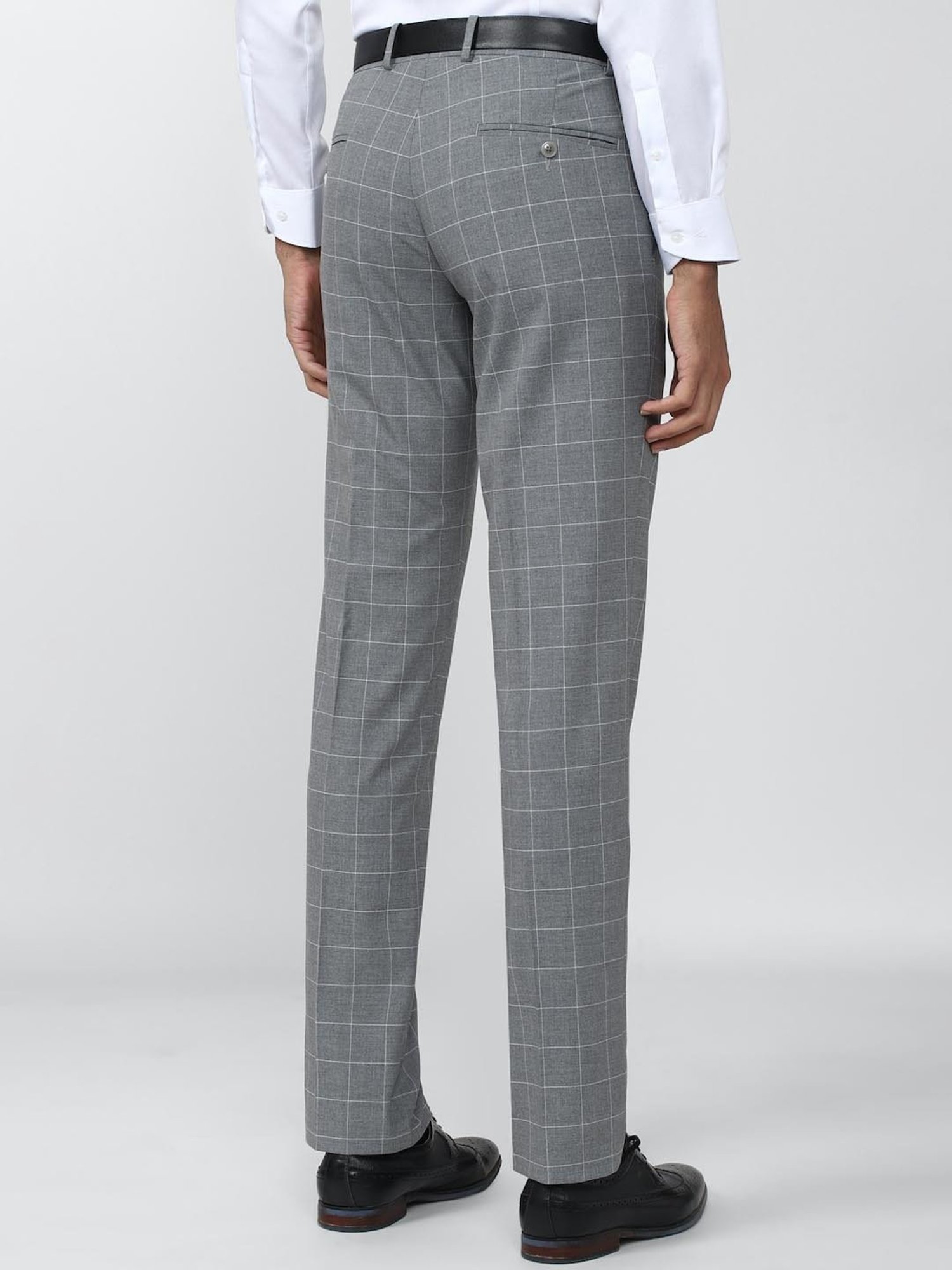 Van Heusen Grey Slim Fit Checks Trousers