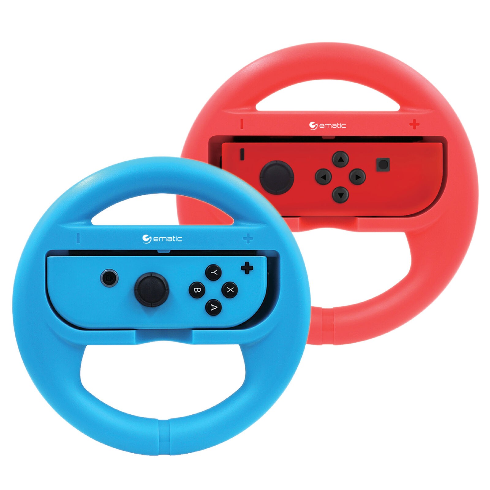 Ematic Nintendo Switch Steering Wheel 2-Pack - Red, Blue NSWJ399