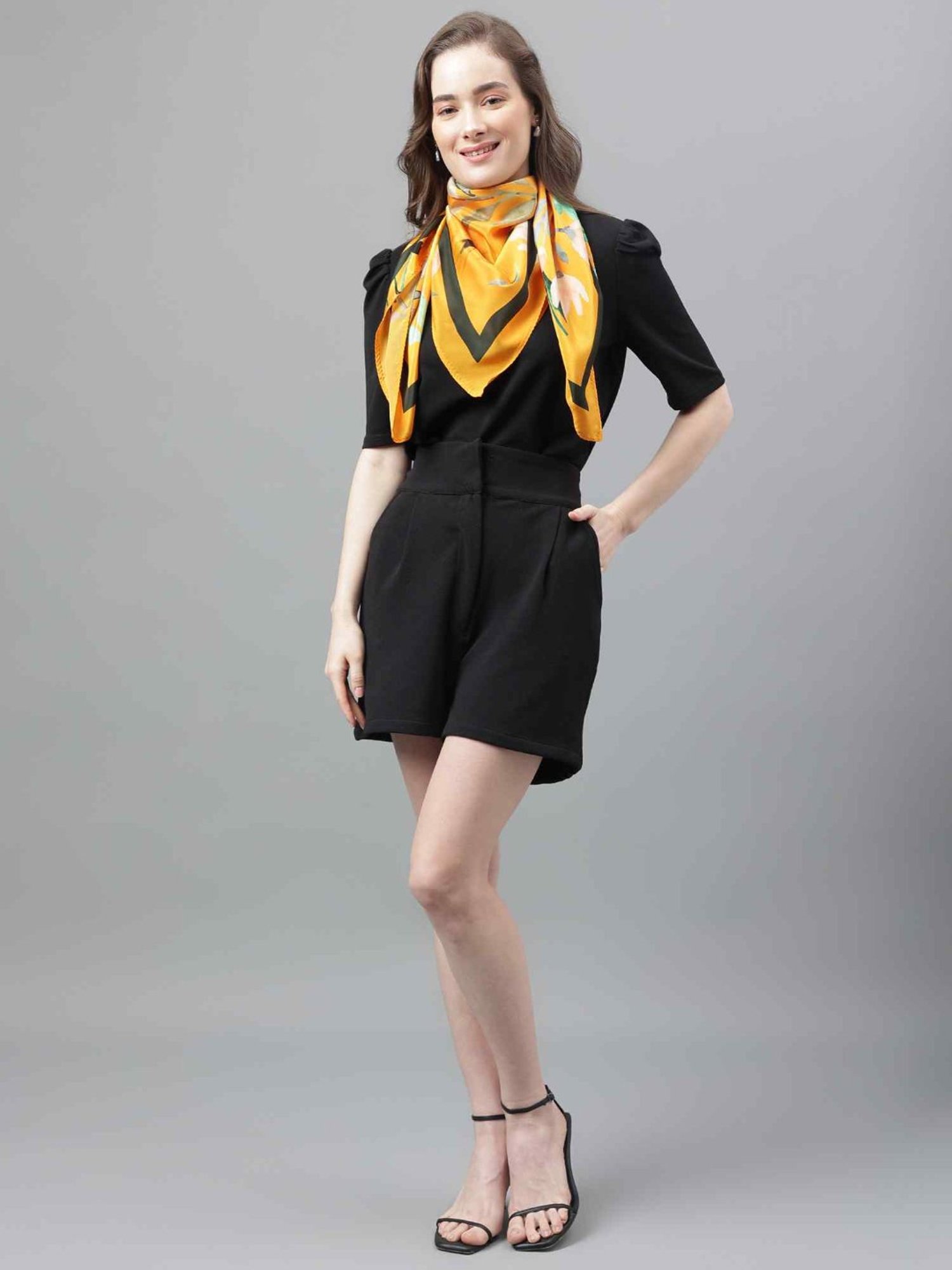 Tossido Yellow Floral Scarf & Bag Scarf Set