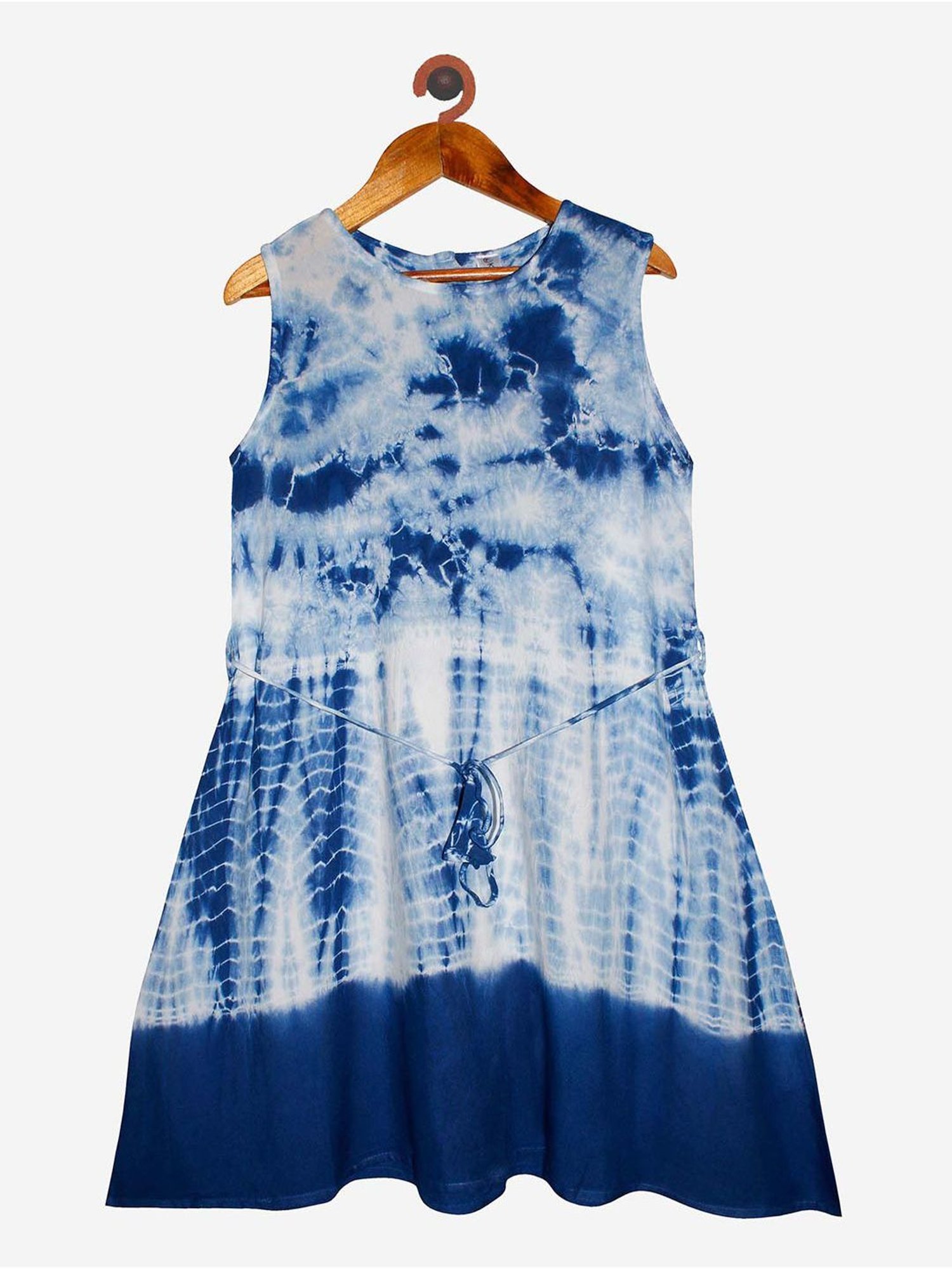 Kiddopanti Kids Blue & White Tie Dye Dress