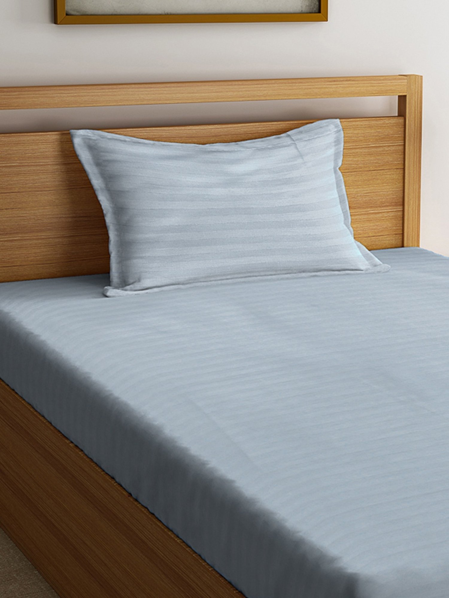 Klotthe Solid Grey 210 TC Cotton Blend Single Bedsheet with 1 Pillow Cover