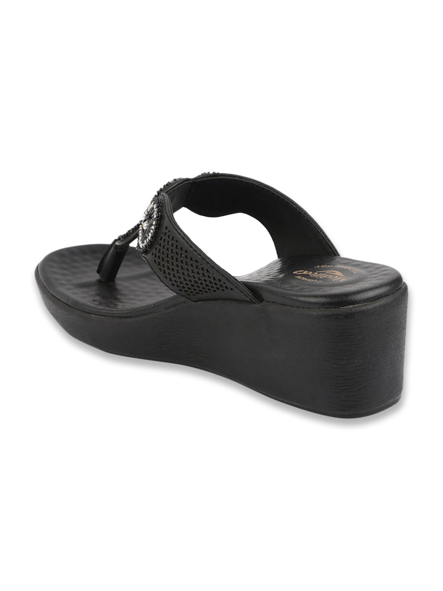 MediFeet Women's Black Thong Wedges