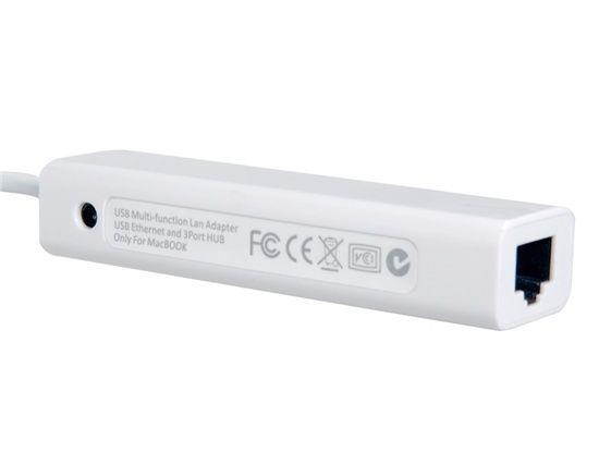 Hub 3 ports USB with 10/100 RJ45 Lan Ethernet for Apple Macbook Air pro retina