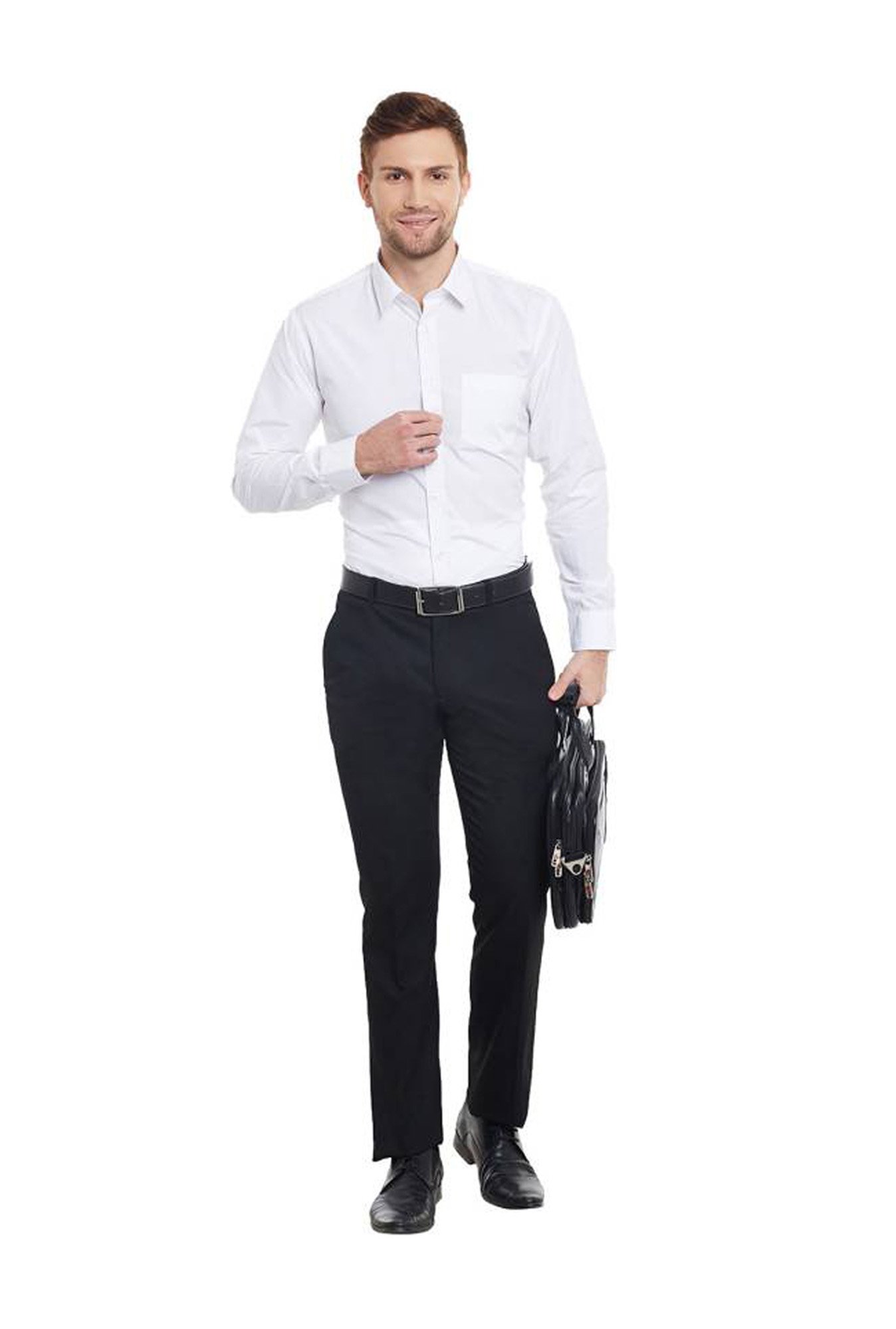 Hancock White Slim Fit Solid Shirt