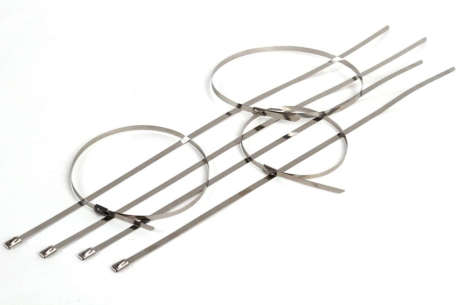 10-Pack Heavy Duty 12" (115lbs) Stainless Steel Exhaust Locking Zip Cable Ties