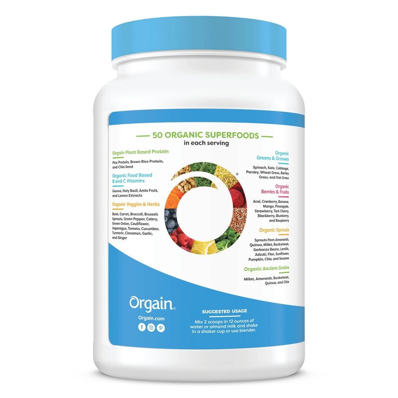 Orgain Organic Protein + Superfoods Plant Based Powder - Vanilla Bean - 2lbs