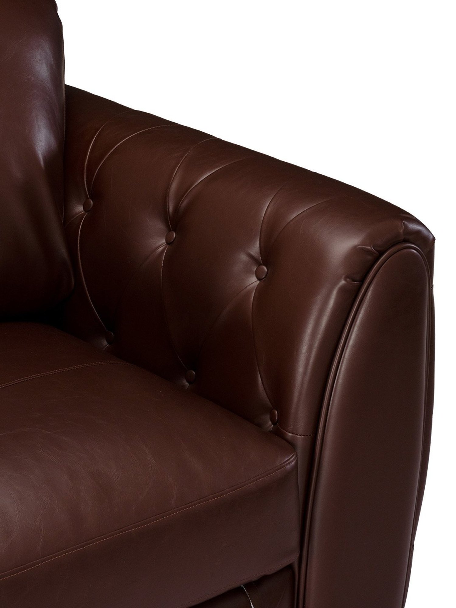 Durian Julian Mahogany Brown Premium Leatherette 1 Seater Sofa