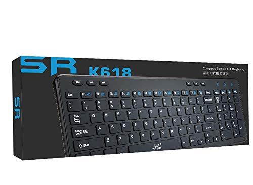 SR Keyboard Wired Thin Light 105 Keys USB Multimedia Full Size for Pc Computer Laptop