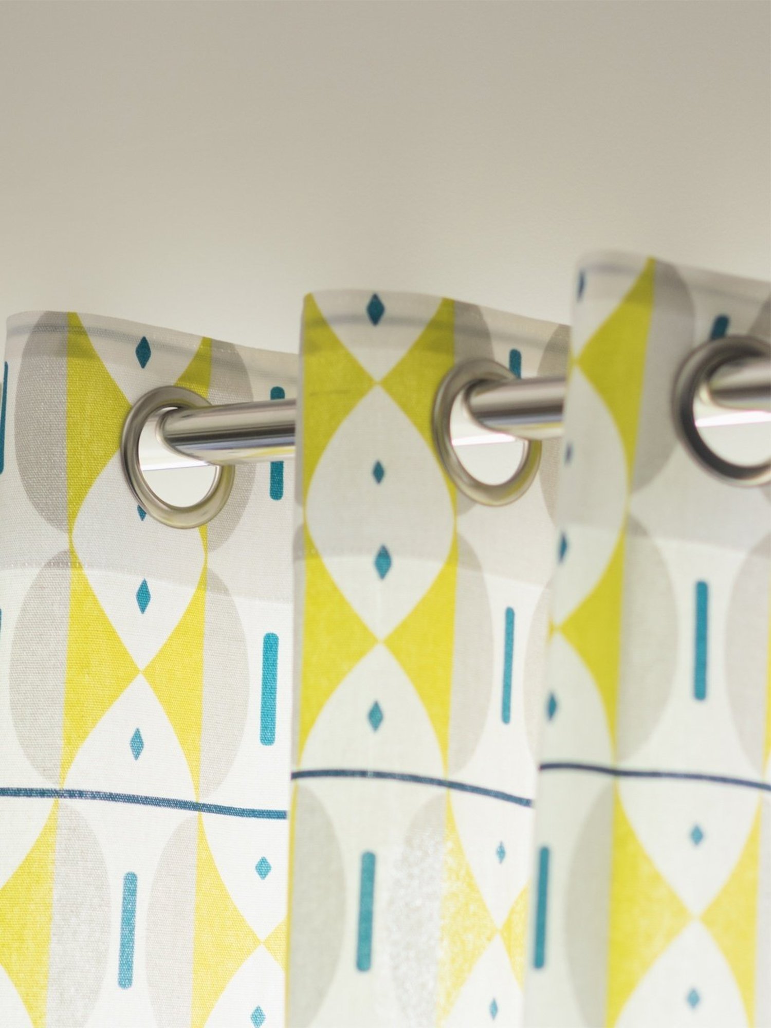 Urban Space Printed Yellow & White Cotton 5 ft Boho Window Curtain