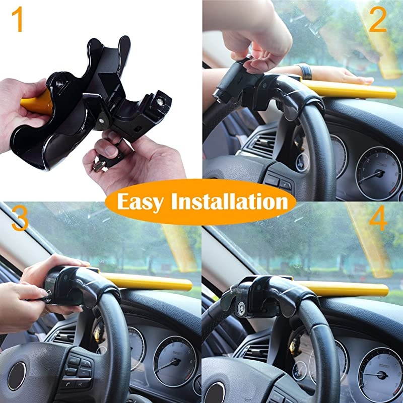 1 PCS Universal AntiTheft Car Auto Security Rotary Steering Wheel Lock