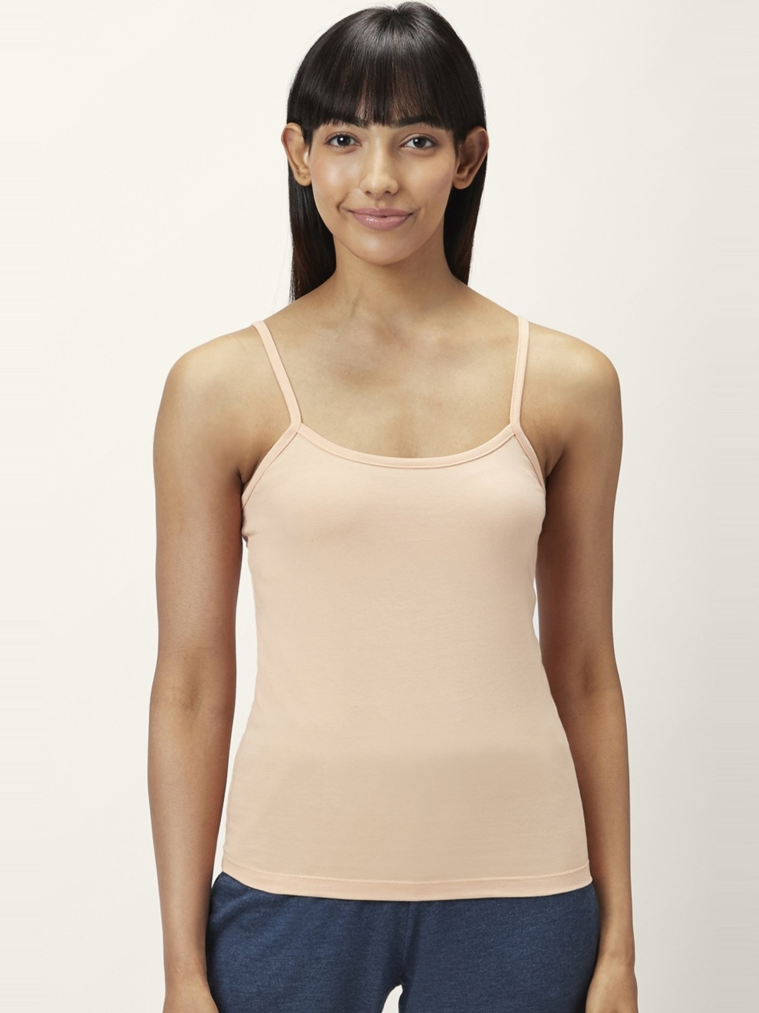 Dreamz by Pantaloons Lilac & Beige Cotton Camisoles - Pack Of 2