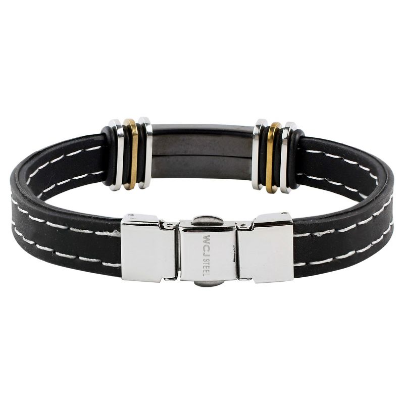 Men's West Coast Jewelry Stainless Steel Brown Leather Braided and Beaded Bracelet