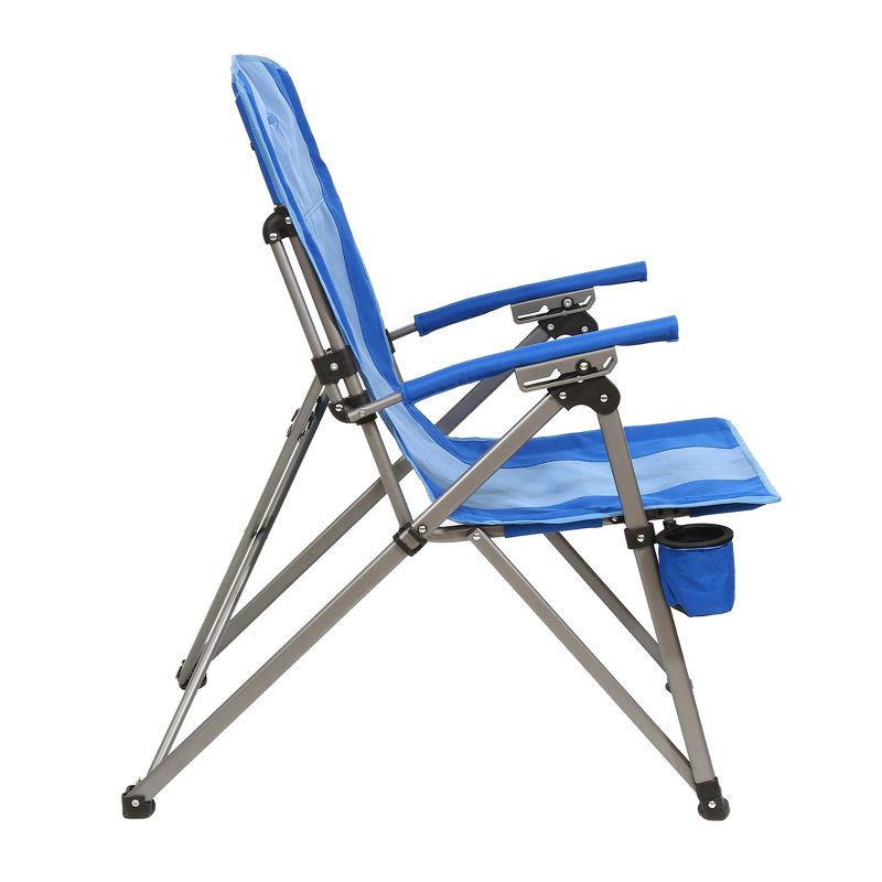 Kamp-Rite KAMPCC136 3 Position Reclining Hard Arm Outdoor Camping Folding Chair with Swing Away Cupholders, 2 Tone Blue