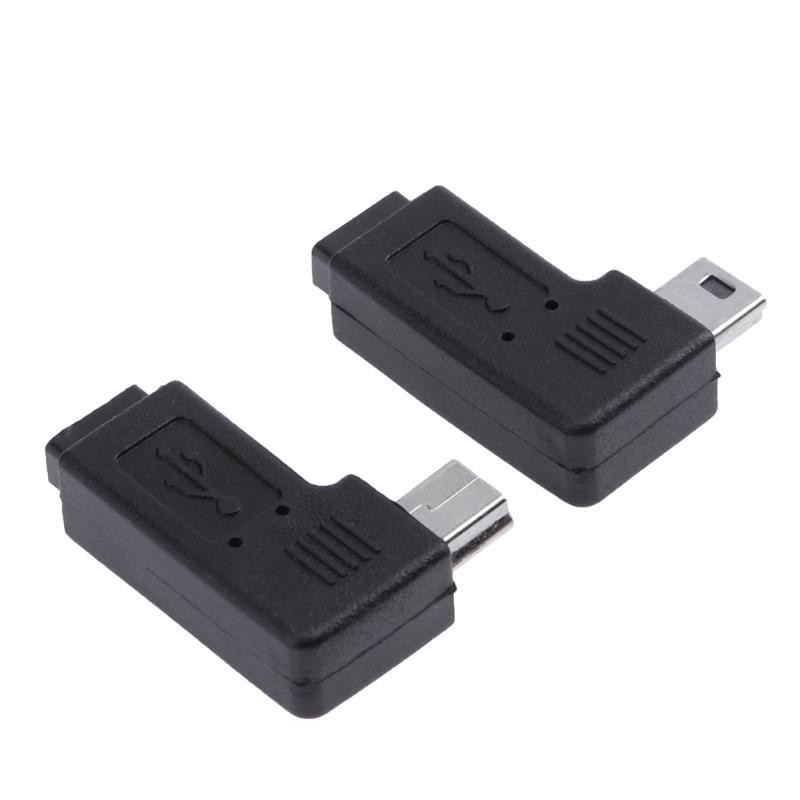 2pcs 90 Degree Micro USB Female to Mini USB Male Adapter Connector Black Right and Left 90 Degree Adapter Set
