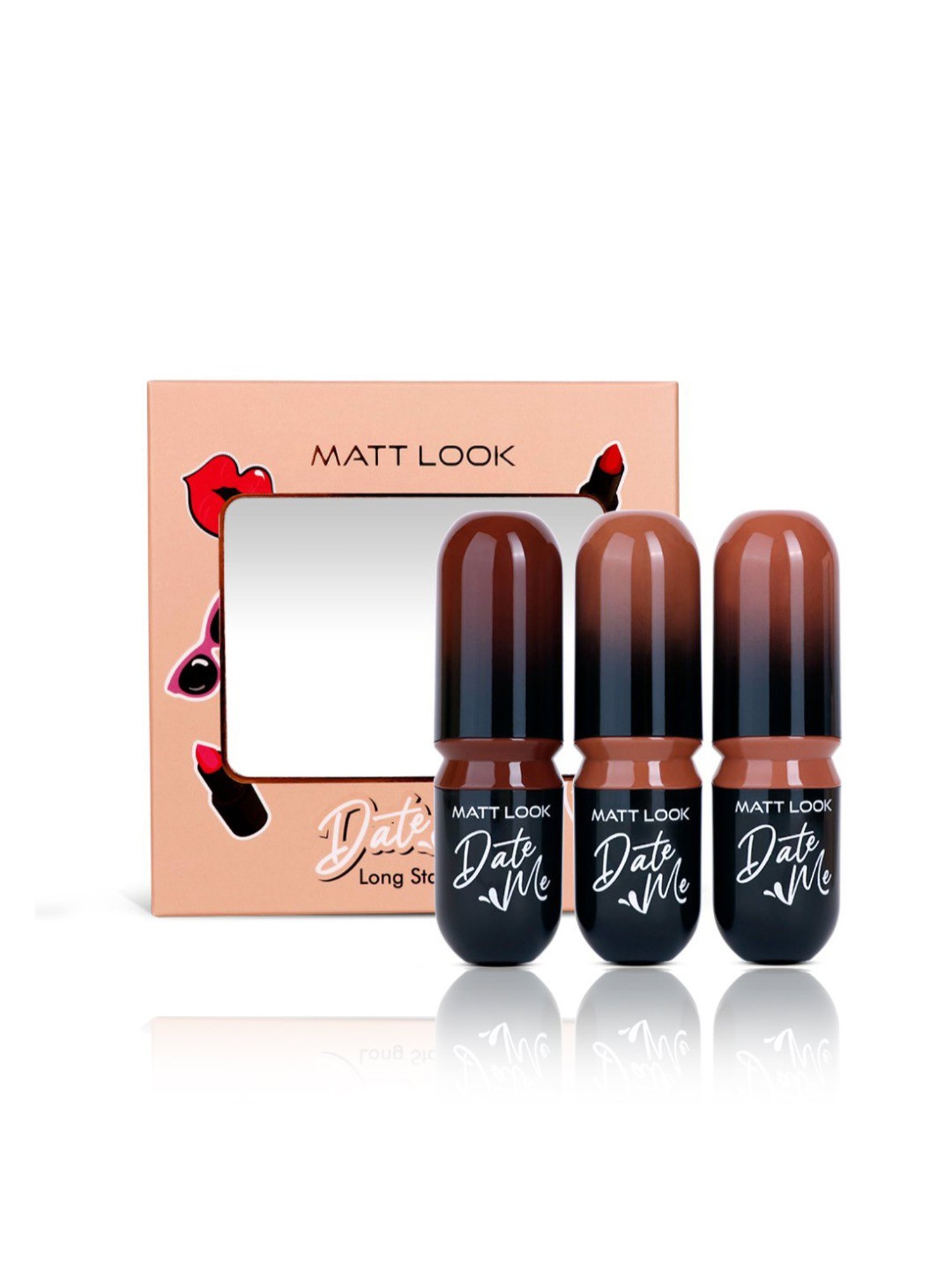 Matt Look Date Me Long Stay Lipstick Set - 04 Nudes & Browns