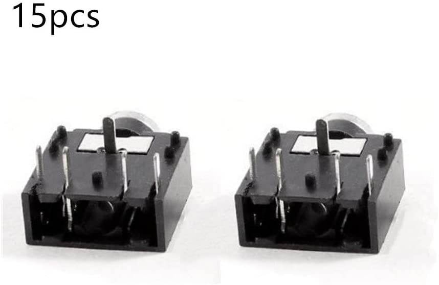 QMseller 15pcs PJ-307 3.5mm Stereo Jack Socket 5 Pin PCB Mount Female Audio Headphone Socket Connector