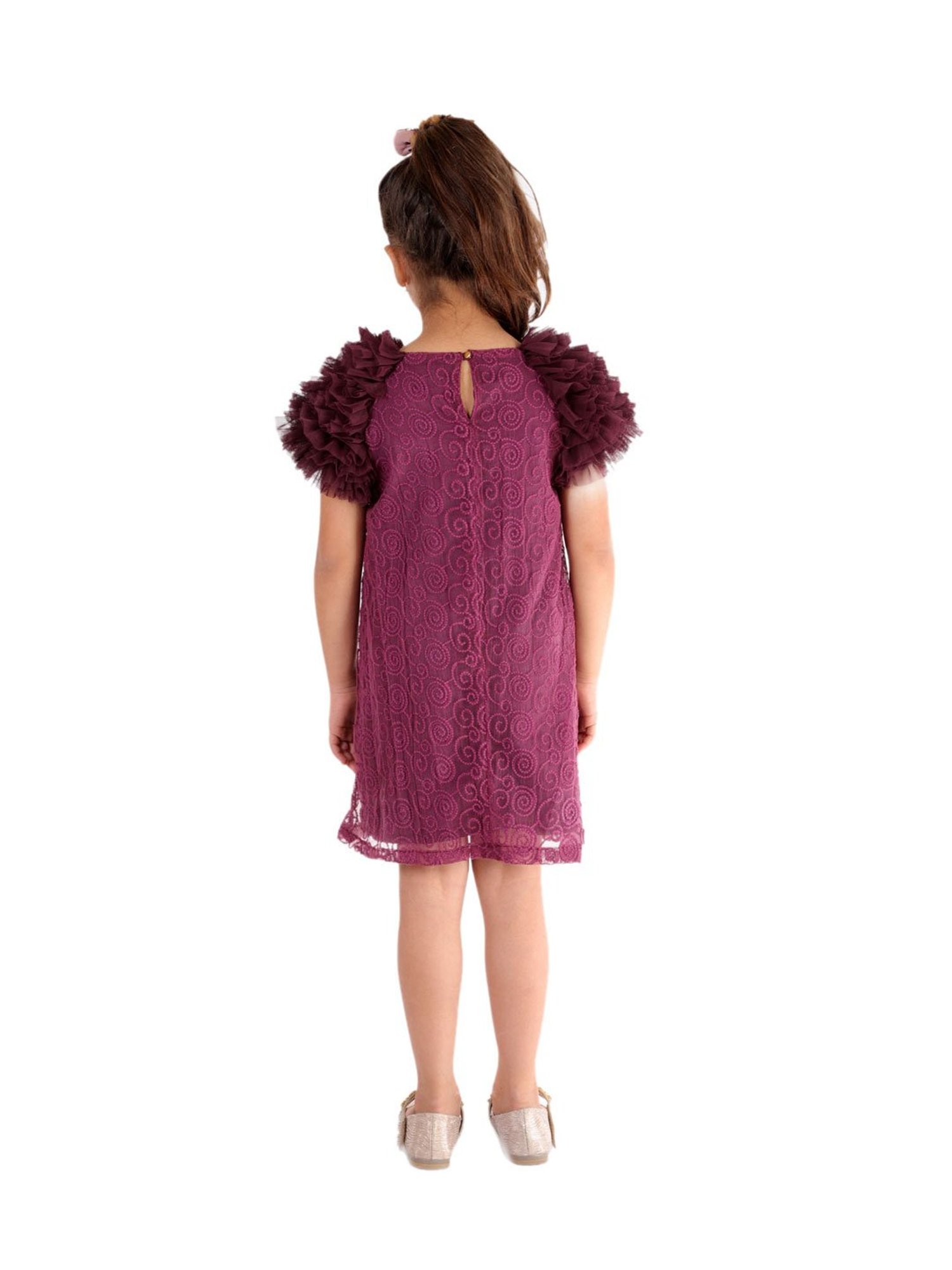 KidsDew Kids Purple Embroidered Dress