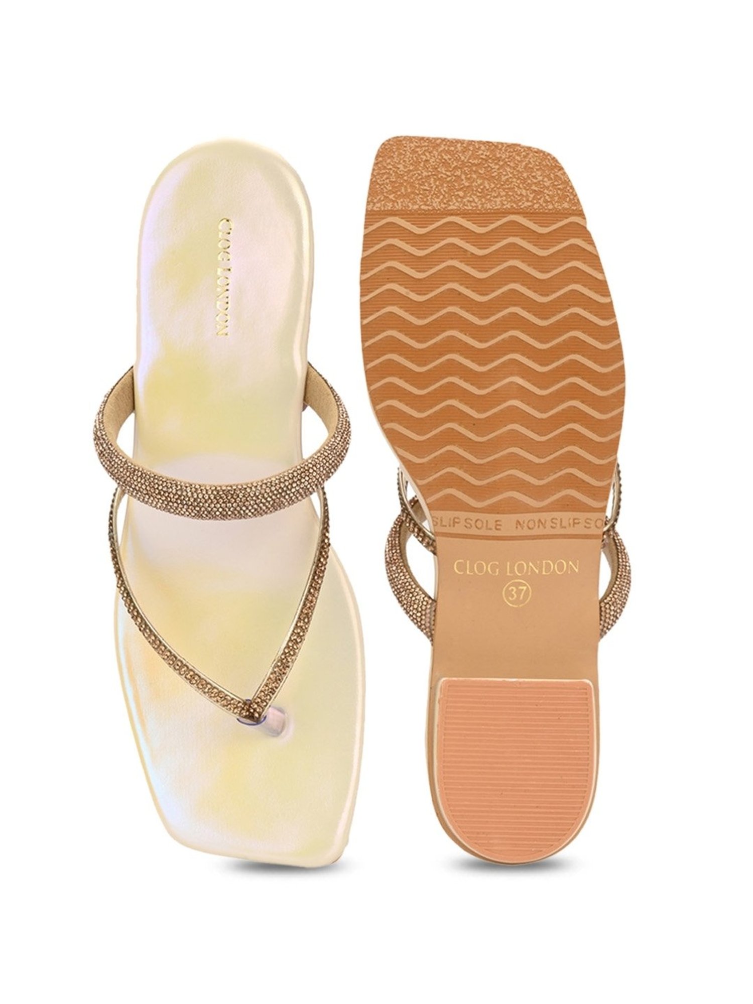 Clog London Women's Cream Thong Sandals