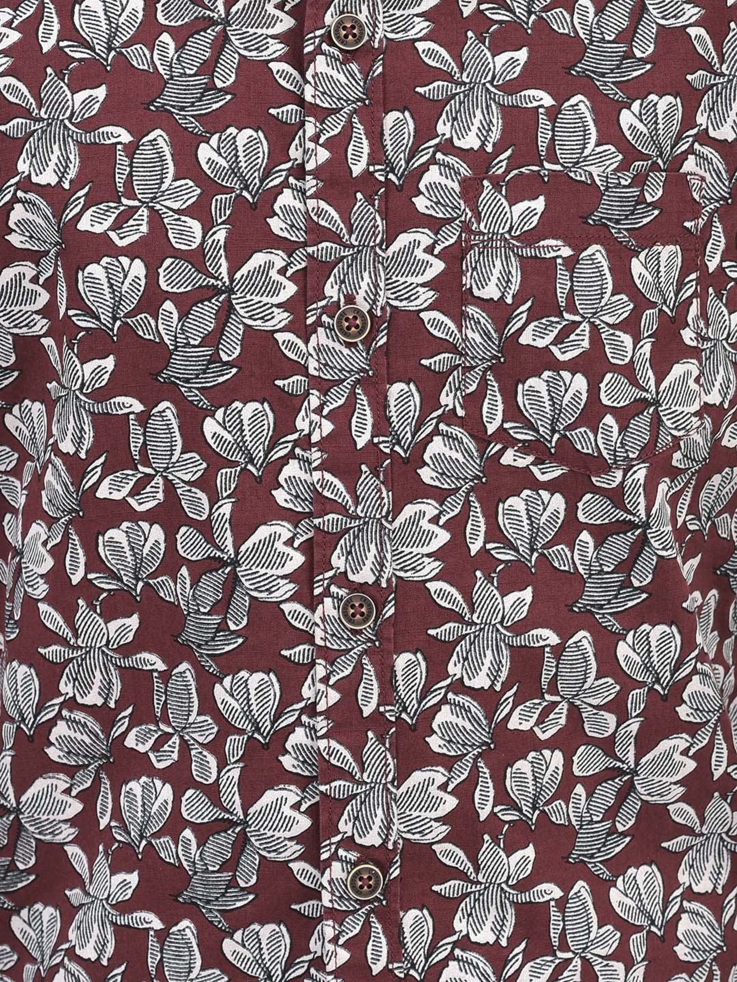 Crimsoune Club Kids Maroon Cotton Floral Print Shirt