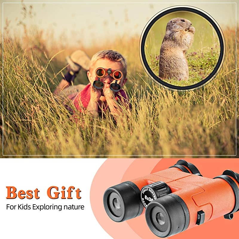 Compact Waterproof Shock Proof Binoculars for Kids Toys Gift for 312 Year Old Boys and Girls Orange