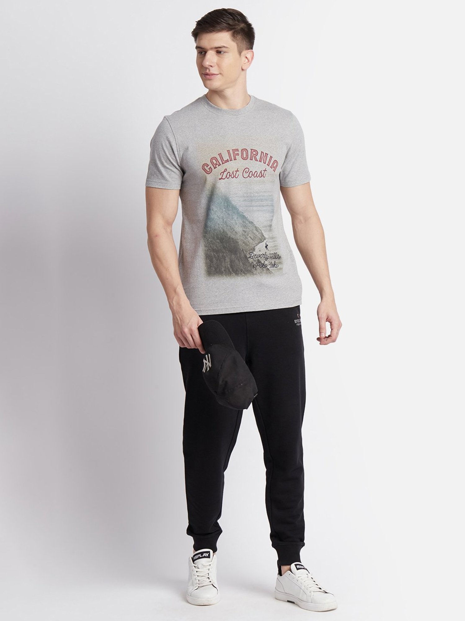 Beverly Hills Polo Club Grey Melange Regular Fit Pure Cotton Crew T-Shirt