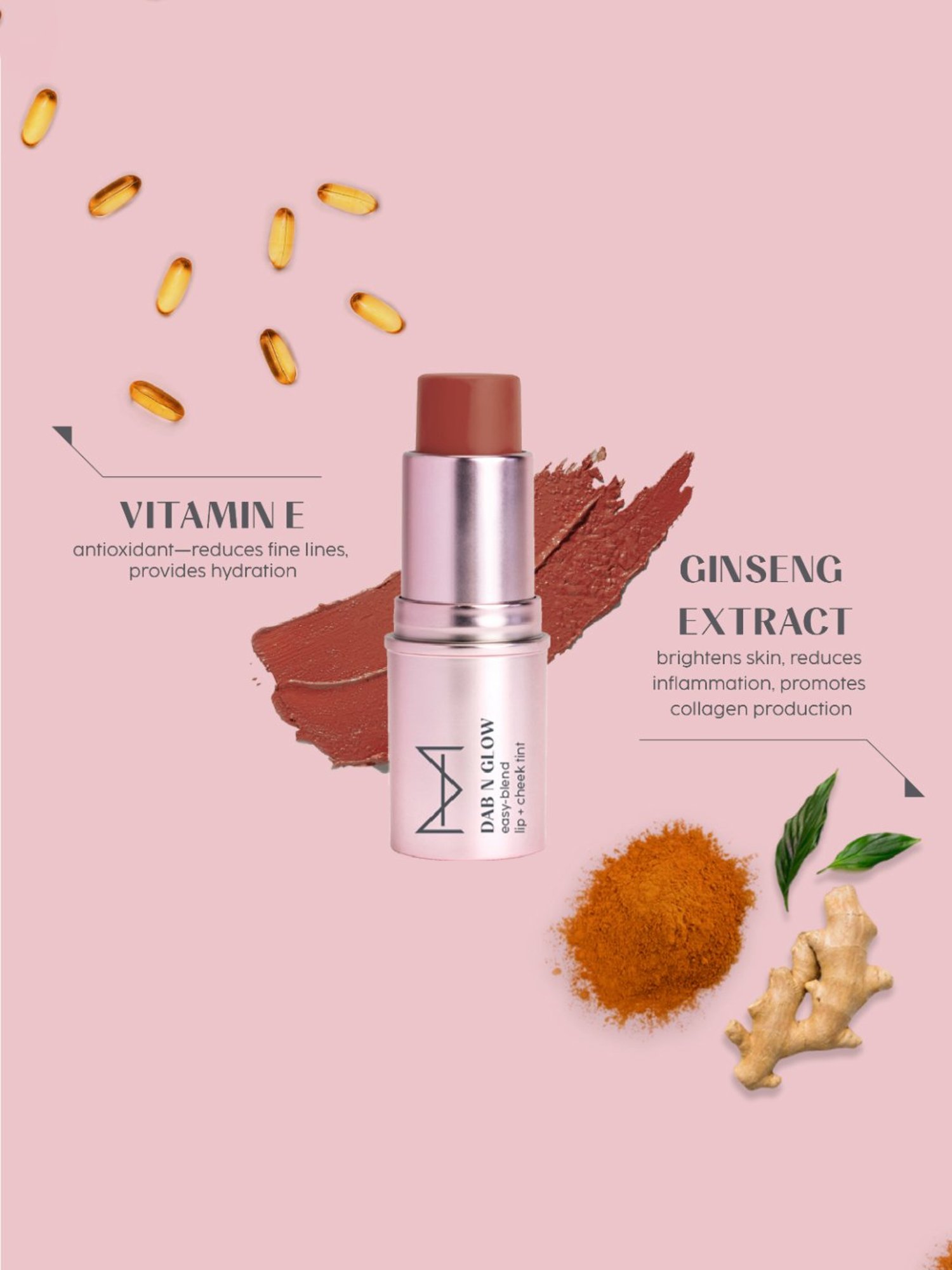 House of Makeup Dab N Glow Easy-Blend Lip + Cheek Tint Brown Sugar - 8 gm