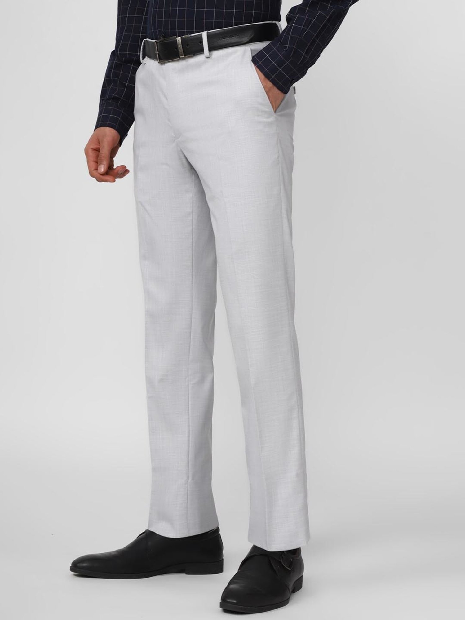 Peter England Grey Slim Fit Trousers